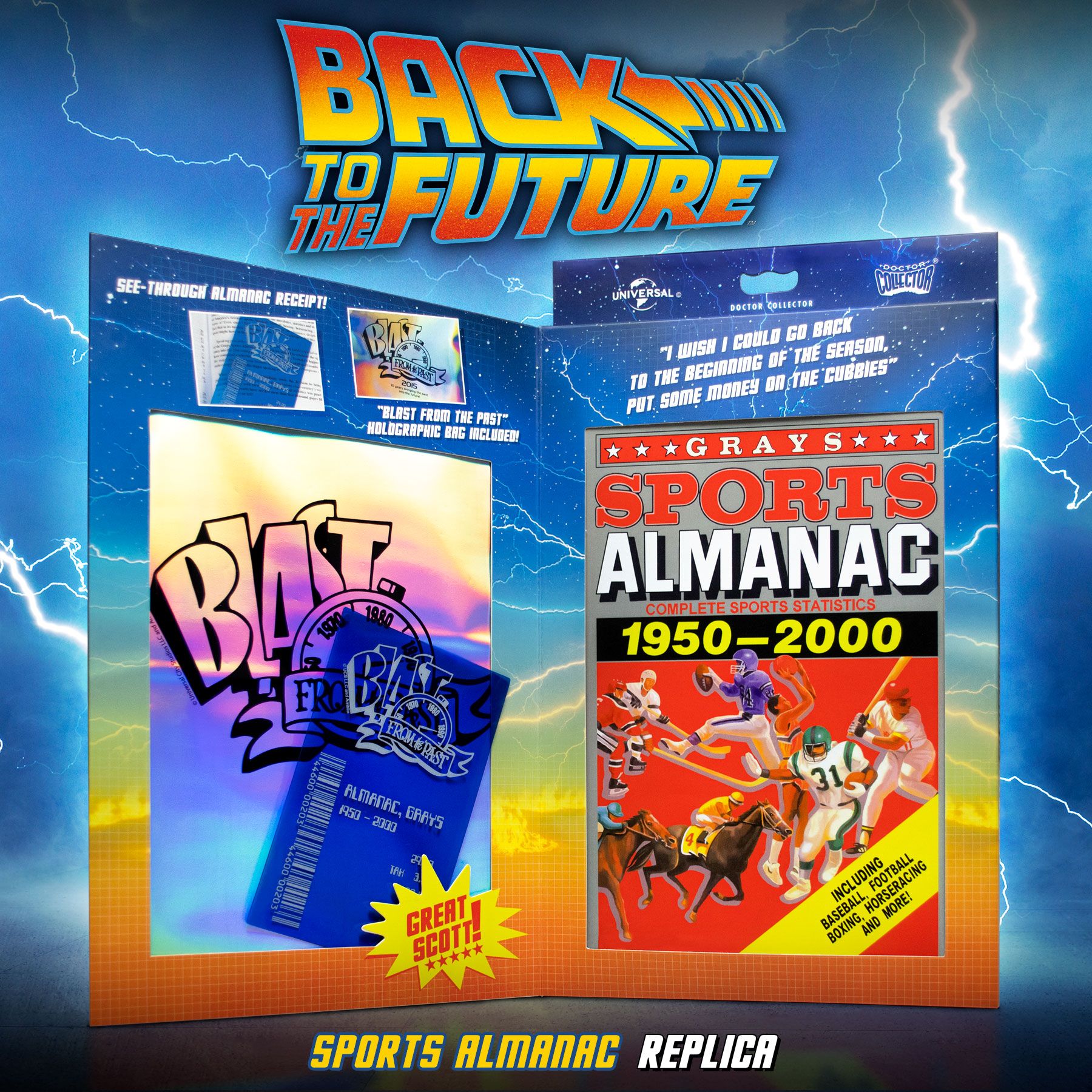 BTTF - BACK TO THE FUTURE DOCTOR COLLECTOR SPORTS ALMANAC REPLICA