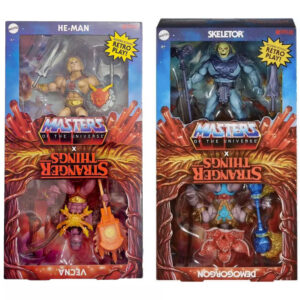 (bundle) MASTERS OF THE UNIVERSE X STRANGER THINGS SKELETOR AND DEMOGORGON 2-PACK SET + HE-MAN AND VECNA 2-PACK SET