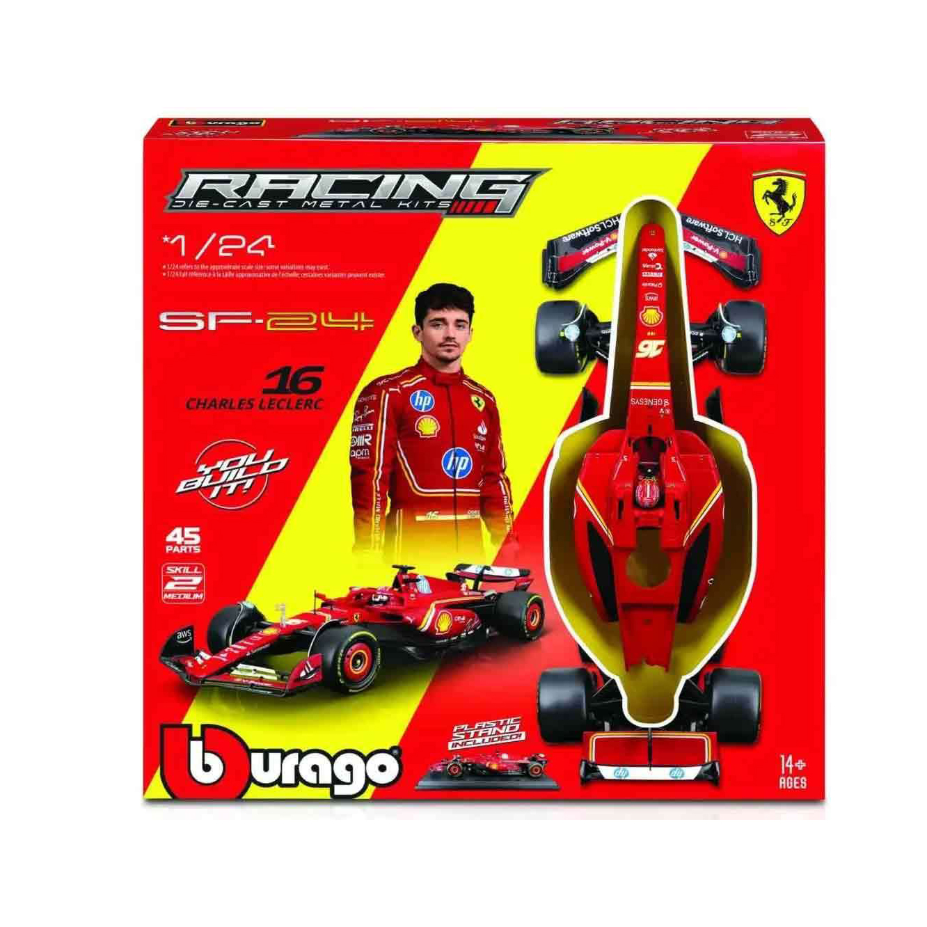 BBURAGO FORMULA 1 DIECAST METAL KIT - 1:24 - F1 SF-24 N.16 - CHARLES LECLERC + HELMET - immagine 2