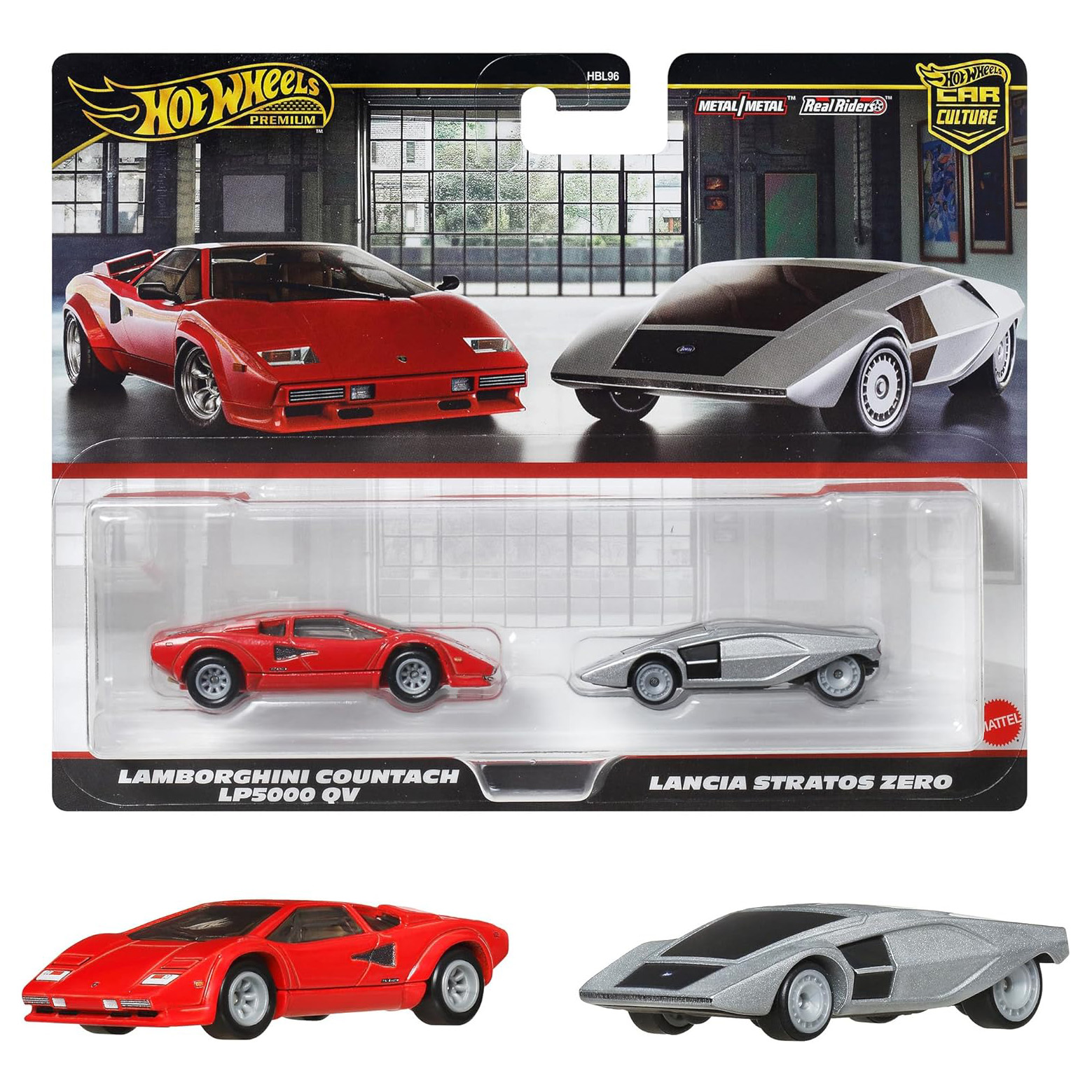 HOT WHEELS PREMIUM 1/64 2-PACK - LAMBORGHINI COUNTACH LP5000 QV / LANCIA STRATOS ZERO