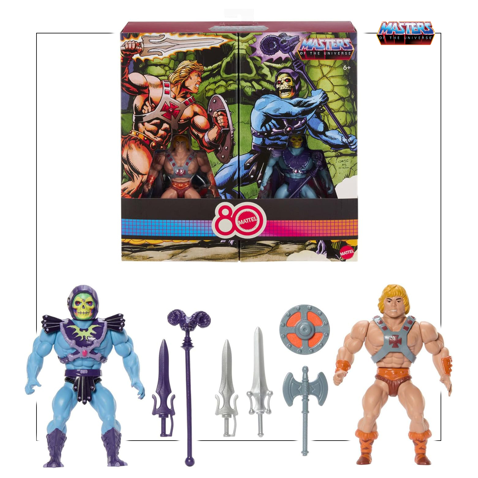 MASTERS OF THE UNIVERSE ORIGINS - HE-MAN & SKELETOR 5" RETRO 80TH ANNIVERSARY MATTELL FIGURE 2-PACK COLLECTION TWIST AND PUNCH
