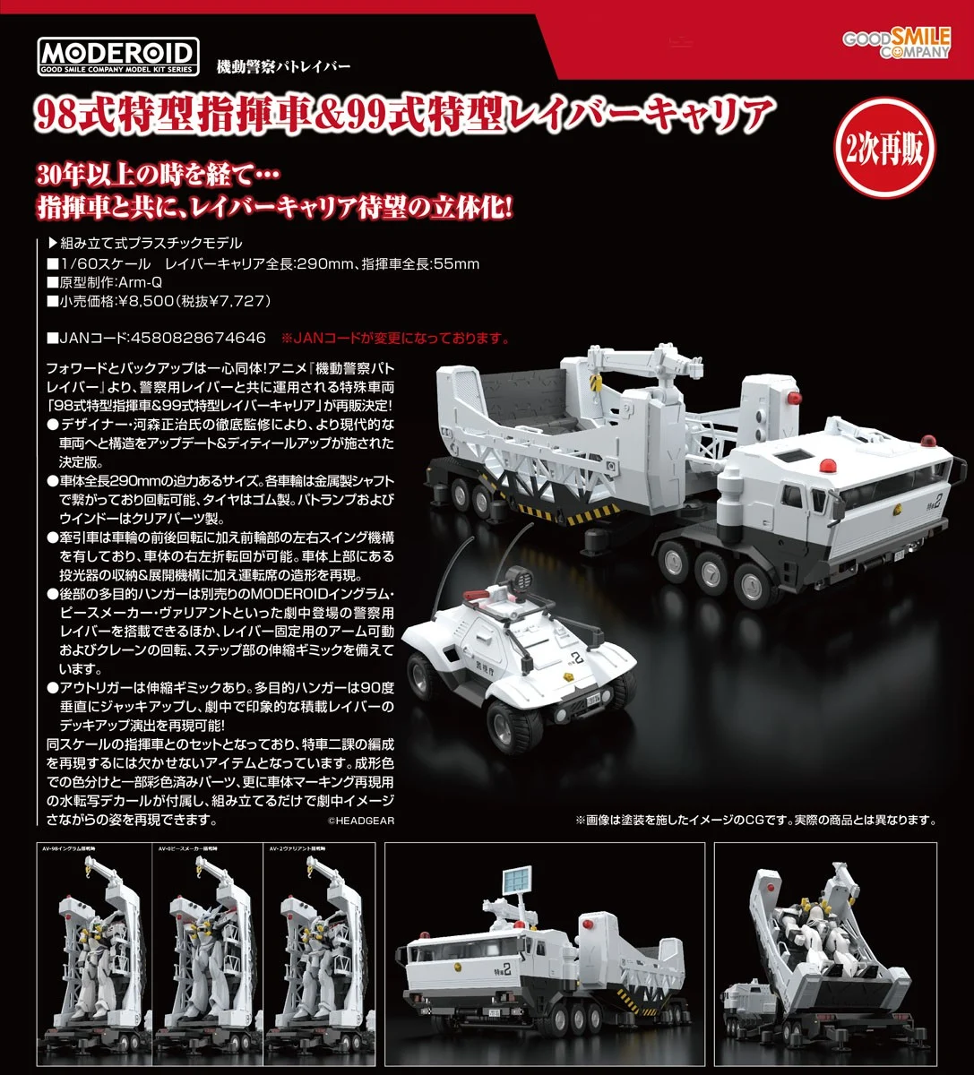 (bundle) MODEROID MOBILE POLICE PATLABOR MODEL KIT 1/60 - immagine 3